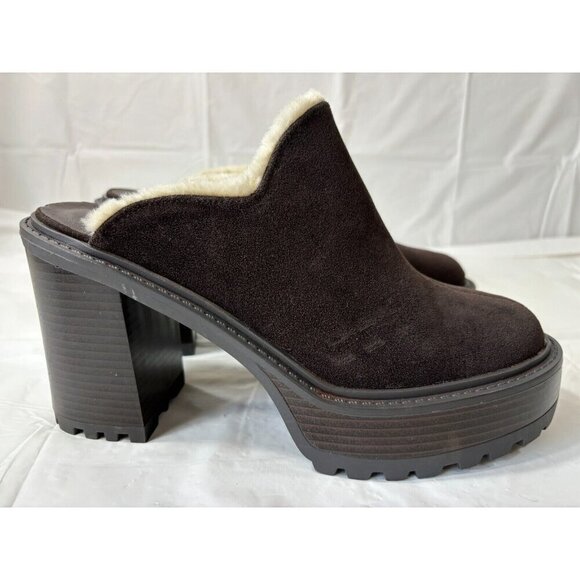 JustFab Alec Block Heeled Mule Slip On Chunky Shoe Brown Size 9 - Picture 4 of 13